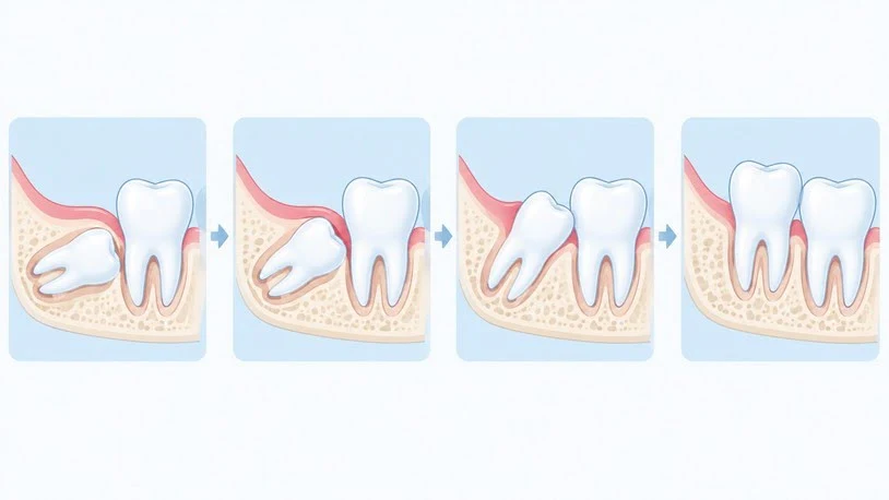 Diagram of impacted wisdom teeth angles and how they cause wisdom tooth pain