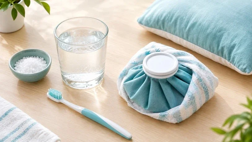 Home remedies to ease wisdom tooth pain, including salt water rinse and cold compress